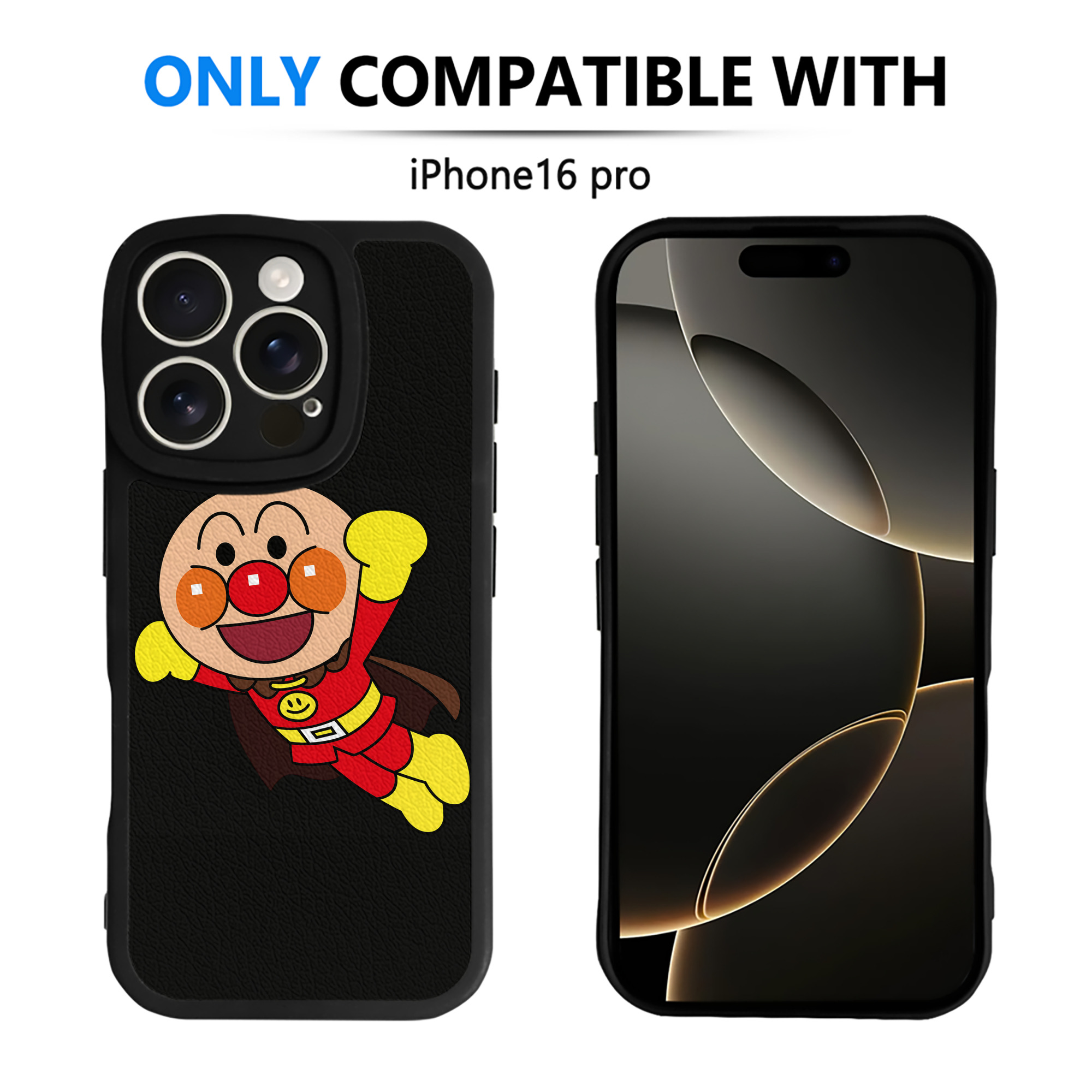 （画像用） アンパンマン Anpanman 【iPhone 16シリーズ対応】シリコンスマホケース（レザー調） 材質：シリコン